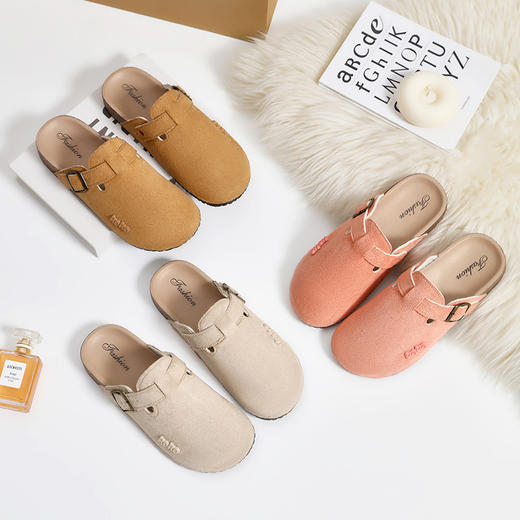 新款包头勃肯鞋厚底半拖情侣款复古小众懒人外穿女一脚蹬包头拖鞋 商品图1