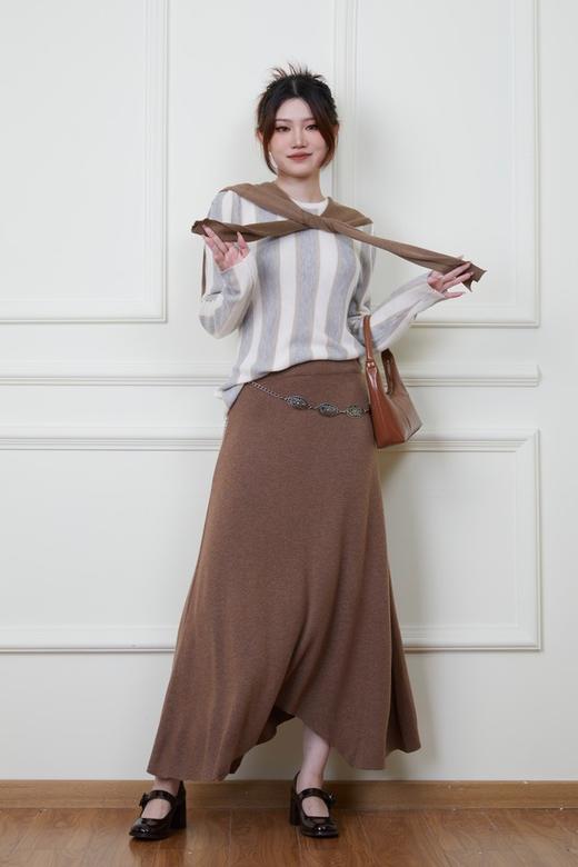 ANSUABEL 舒适条纹针织上衣半裙套装 18876 商品图2