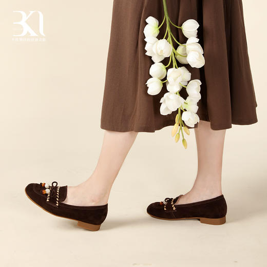 BAKERLOO方圆头蝴蝶结配珠乐福鞋AD179 商品图3