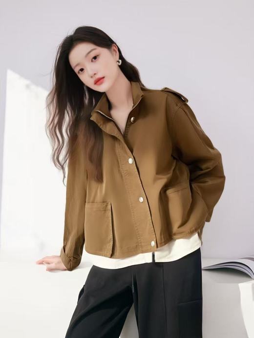 【秋新品】古泥品牌7391 100%棉假两件短款风衣外套-喜出 商品图0