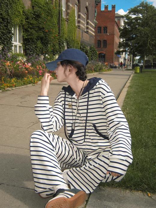 浮生八记/25C141/25C142/海军条纹卫衣卫裤套装 商品图0