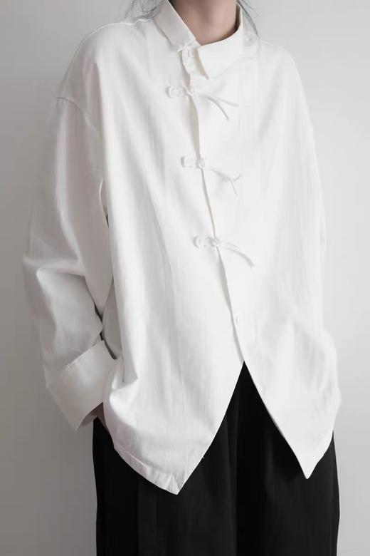 【秋新品】古泥7528新中式盘扣斜开襟衬衫（有些针脚痕迹）-喜出 商品图0