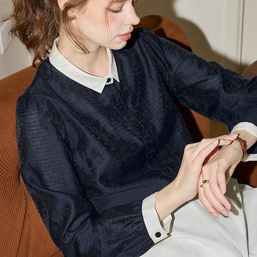 藏青天丝泡泡袖衬衫 | 2025年夏末初秋，流行藏青色，显白、显高级【3-5天发货】 商品图4