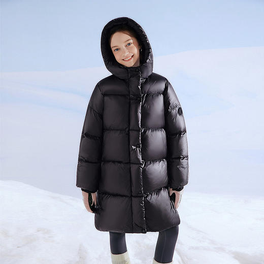 笛莎Deesha 童装女童羽绒服2025冬新款女童黑金蓄热温暖中长款羽绒服 商品图1