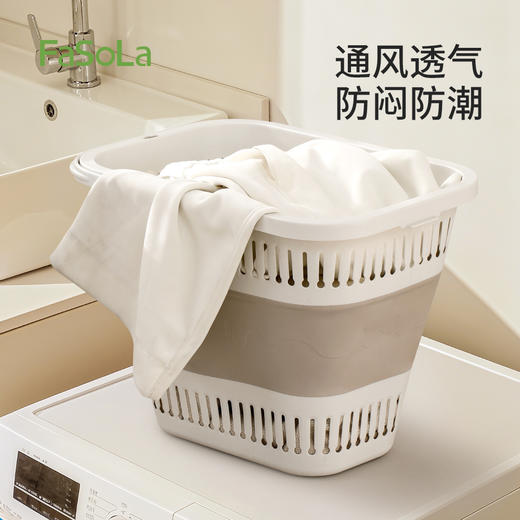 FaSoLa家用可折叠卫生间浴室洗衣篮脏衣娄脏衣服收纳筐折叠脏衣篮 商品图4