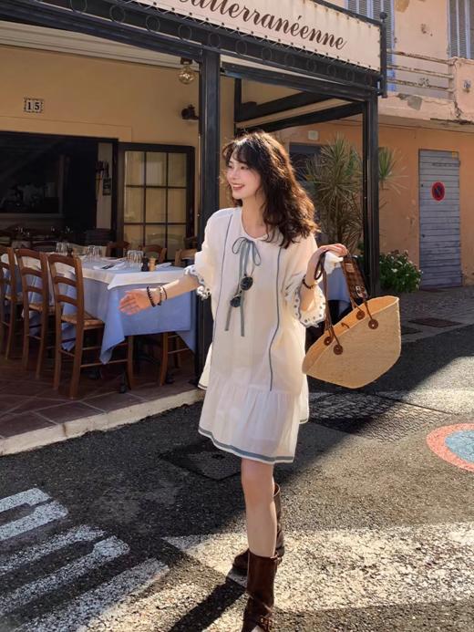 浮生八记/25C132/法式复古波点刺绣袖连衣裙 商品图1