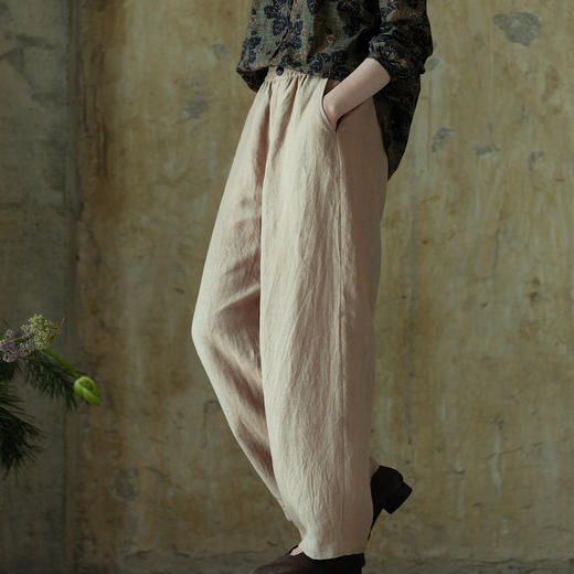 牧衣游原创 汉麻净色裤子女秋季新款原生质朴宽松百搭休闲裤 今韵 商品图0