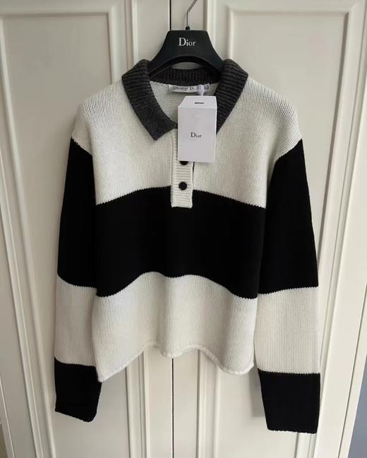 TY454-Dior 迪奥 熊猫黑白配色学院风Polo领针织毛衣（PG*MM）9.16直播款 商品图3