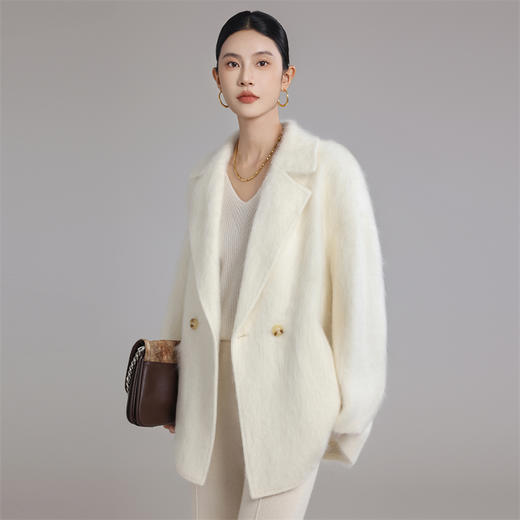 【清河羊毛羊绒专场/拉毛系列】鹿展702 女士羊绒拉绒大衣 100%羊毛 商品图7