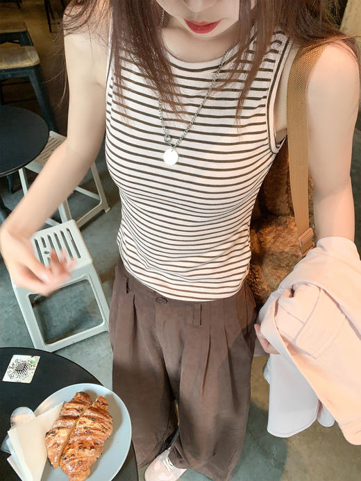<曾小咸推荐>衬衫条纹背心裤子【预售款，预计3-15天发货】 商品图2
