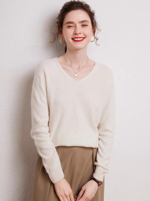 秋冬新款马卡龙色系100羊毛针织打底衫显瘦百搭羊毛衫 圆领、V领、半高领三款可选~ 商品图4