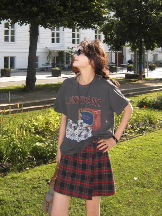 浮生八记/25C127/“秋日苏格兰”英伦一片式两穿格纹半裙 商品图2