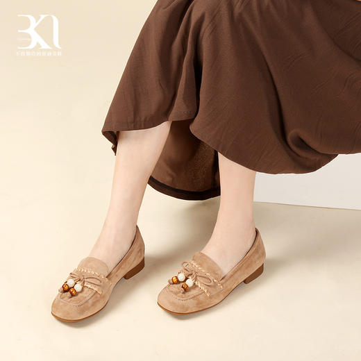 BAKERLOO方圆头蝴蝶结配珠乐福鞋AD179 商品图4