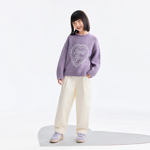 女童圆领长袖针织衫冬季新款安奈儿童装EG544658 商品图3