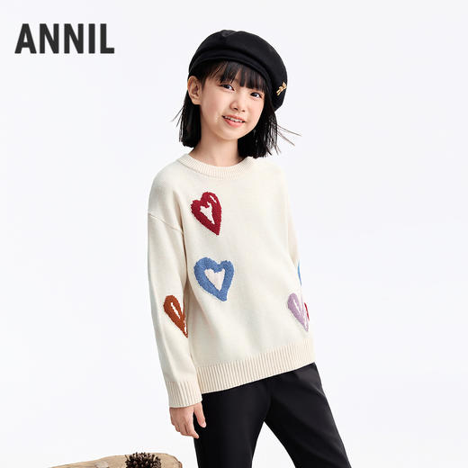 【含羊毛】女童圆领长袖针织衫冬季新款安奈儿童装EG544657 商品图0