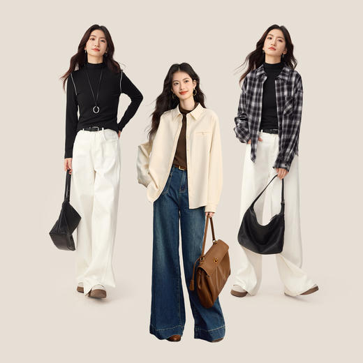 【09/17新品】熙世界0压感半高领打底衫女2025秋冬新款通勤内搭撞色长袖T恤上衣 商品图2