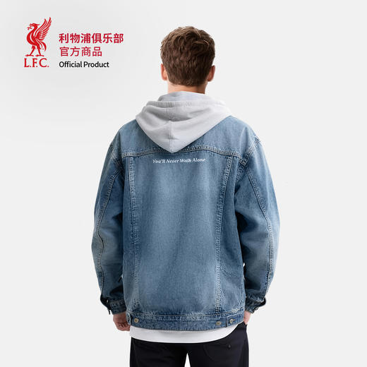 【官方正版】利物浦俱乐部 | 连帽牛仔服长袖拼接款休闲秋季外套 商品图4
