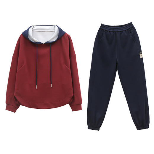 百媚生 休闲拼色连帽卫衣时尚显瘦两件套BKYLDS606 商品图4