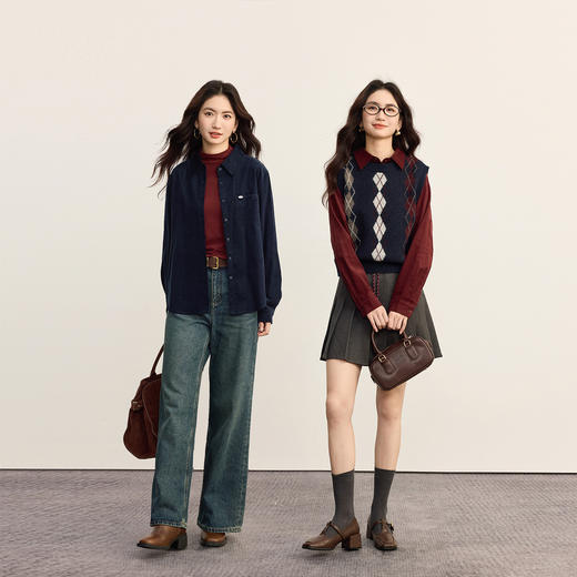 【09/17新品】熙世界「100%棉」高智感长袖衬衫女2025秋季新款通勤复古休闲衬衣 商品图2