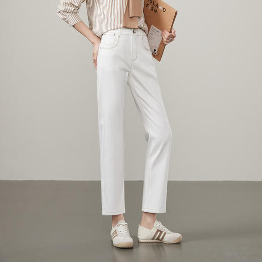 【断色亏本！白色细腿裤】逸阳显瘦烟管九分直筒牛仔裤子5580 商品图1