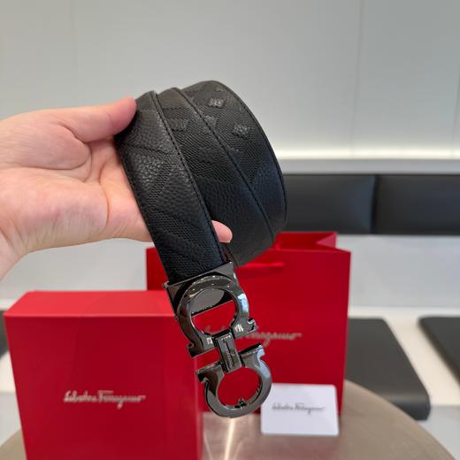 G508菲拉格慕皮带，黑色纯色光面腰带，配红色礼盒包装 商品图1