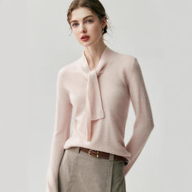 「高货qj」全新升级【铂金会员367/天猫499/差价132】(01224)洛诗琳气质飘带羊绒上衣2025秋冬新款宽松减龄气质保暖毛衣