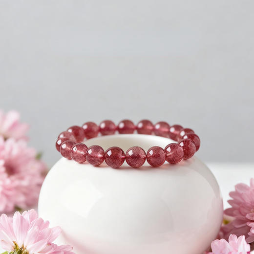 草莓晶收藏级绯红款手串 自然剔透 颗颗精选 商品图1