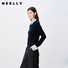 NEELLY纳俪商场同款秋新款简约学院风假两件针织衫女百搭减龄上衣N25083A01115 商品缩略图0