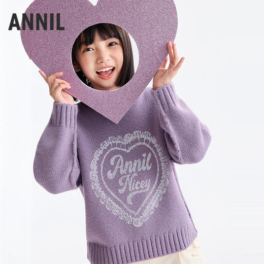 女童圆领长袖针织衫冬季新款安奈儿童装EG544658 商品图0