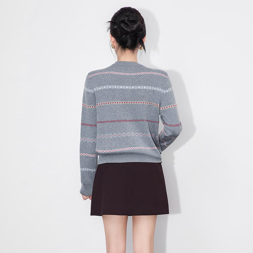 「高货wl」全新升级【铂金会员211/天猫279/差价68】(74201)洛诗琳轻奢提花针织开衫2025秋季16针超细美丽诺羊毛外套 商品图2