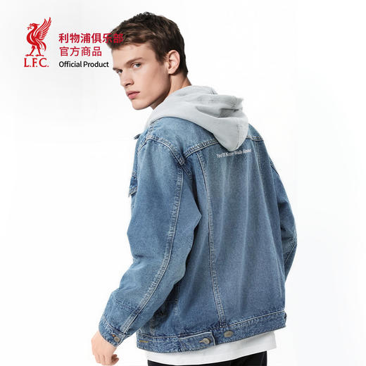 【官方正版】利物浦俱乐部 | 连帽牛仔服长袖拼接款休闲秋季外套 商品图2