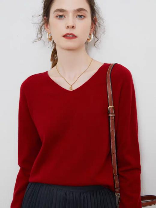 秋冬新款马卡龙色系100羊毛针织打底衫显瘦百搭羊毛衫 圆领、V领、半高领三款可选~ 商品图6