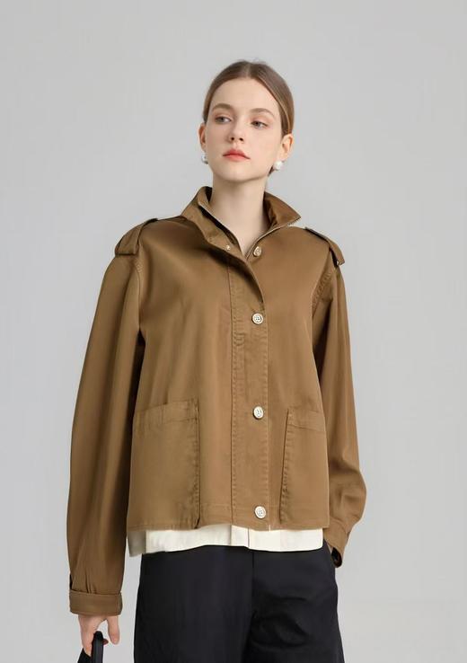 【秋新品】古泥品牌7391 100%棉假两件短款风衣外套-喜出 商品图1