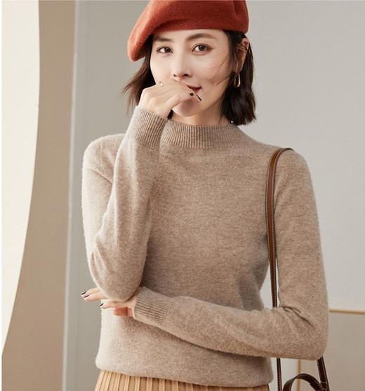 秋冬新款马卡龙色系100羊毛针织打底衫显瘦百搭羊毛衫 圆领、V领、半高领三款可选~ 商品图9