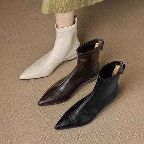 OLD 1240内增高短靴尖头弹力大码靴粗跟不累脚单靴