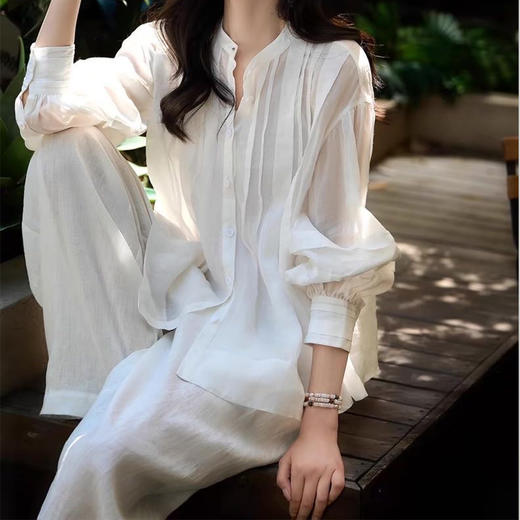 【超模君限定！少量库存】BC同款醋酸面料 SUSX重工风琴压褶醋酸衬衫C1225065（下单3-7天发货） 商品图3