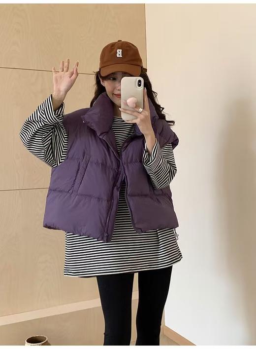 【YW】无忧购 秋冬新款羽绒服女短款立领马甲百搭背心坎肩白鸭绒无袖外套6358（截单后3-5天发货） 商品图0