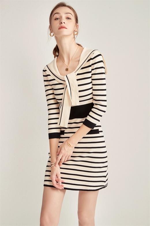 Le Malene 复古休闲海军领针织连衣裙 16969 商品图2