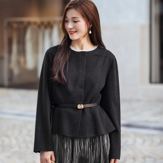 【林栖设计小店】金风玉露系列绵羊毛双面呢外套修身2025秋冬新款上衣女1954058 商品图0