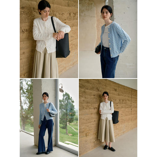 HeyDress羊毛编织麻花针织开衫 商品图1