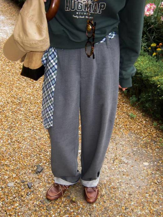 浮生八记/25C122/法式格纹撞色香蕉西装裤 商品图1