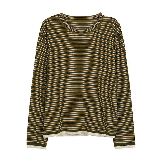 NEELLY纳俪商场同款秋新款经典复古条纹针织衫女撞色通勤长袖上衣N25082A01081 商品图3