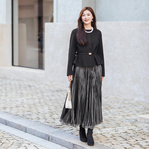 【林栖设计小店】金风玉露系列绵羊毛双面呢外套修身2025秋冬新款上衣女1954058 商品图1