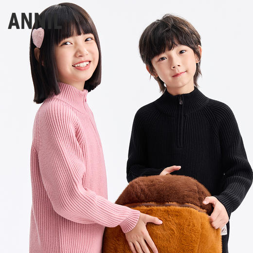 男女童半开领针织衫冬季新款安奈儿童装EM544621 商品图2
