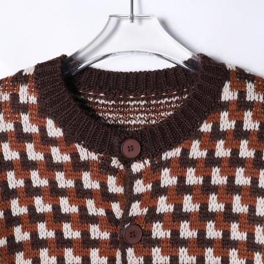 72593SDSA男士秋冬新款痞帅男装时尚撞色方块纽扣圆领针织衫百搭毛衣 商品图1