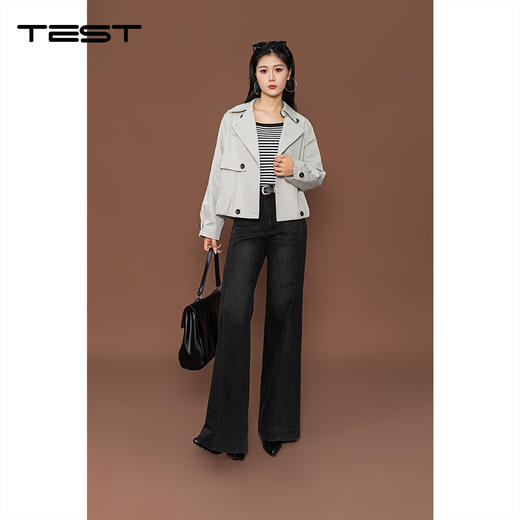 秋上新百搭短款双排扣时尚修身风衣外套2253001 商品图2