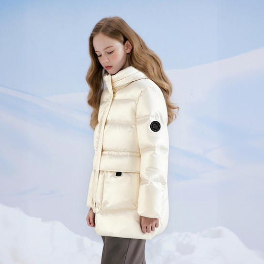 笛莎Deesha 童装女童羽绒服2025冬新款女童时尚甜美收腰中长款羽绒服 商品图1