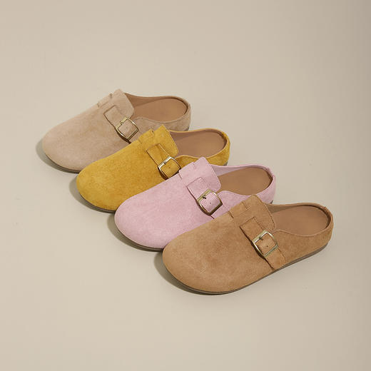 复古平底勃肯鞋女2025年春秋冬款加绒新款一脚蹬拖鞋软底防滑半包/全包博肯 商品图0