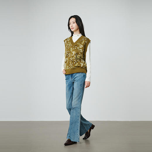 NEELLY纳俪商场同款秋季新款时尚修身牛仔喇叭裤女高腰显瘦长裤N25084H03315 商品图3