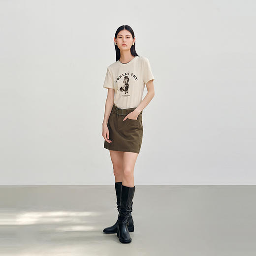 NEELLY纳俪商场同款秋季新款百搭高腰A字裙女显瘦高级感短裙N25082E01098 商品图1